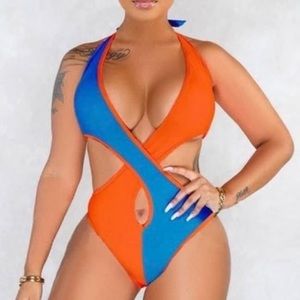 One piece swimsuit , v neck (L)